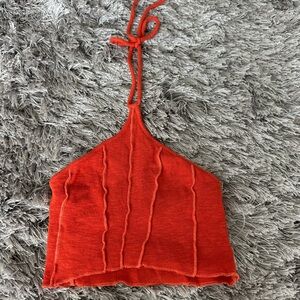 Women's Orange Halter Top